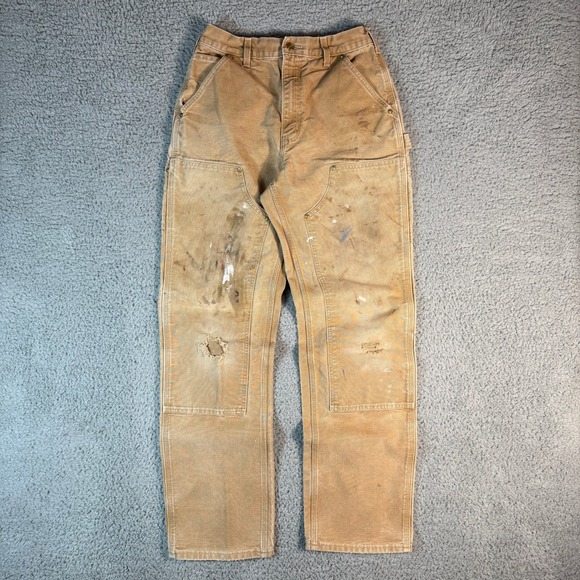 Carhartt Other - Vintage Carhartt Double Knee Jeans 28x33 Carpenter B01 BRN USA Made Khaki
